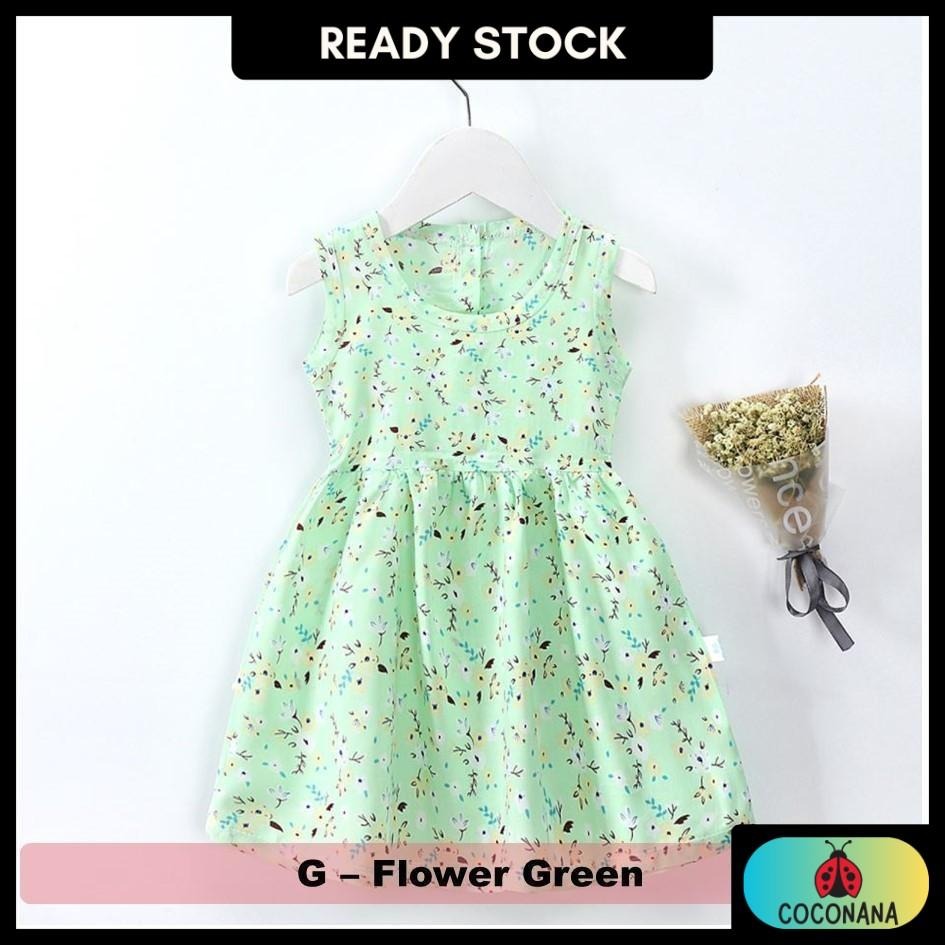 Coconana 1-6 yrs old Baju Raya Baby Girl Dress Sleeveless Cotton Silk Cute Cartoon Princess Dresses Perempuan