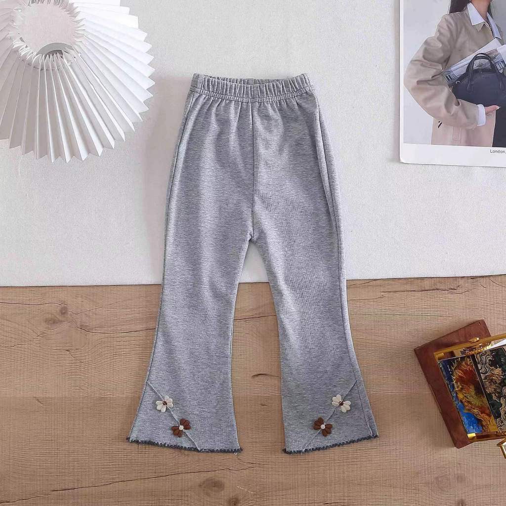 Seluar Legging Bootcut Baby Girl 1-8Y Kids Girl Flared Bootcut Long Pants Flower Bell Bottom Panjang Budak Perempuan