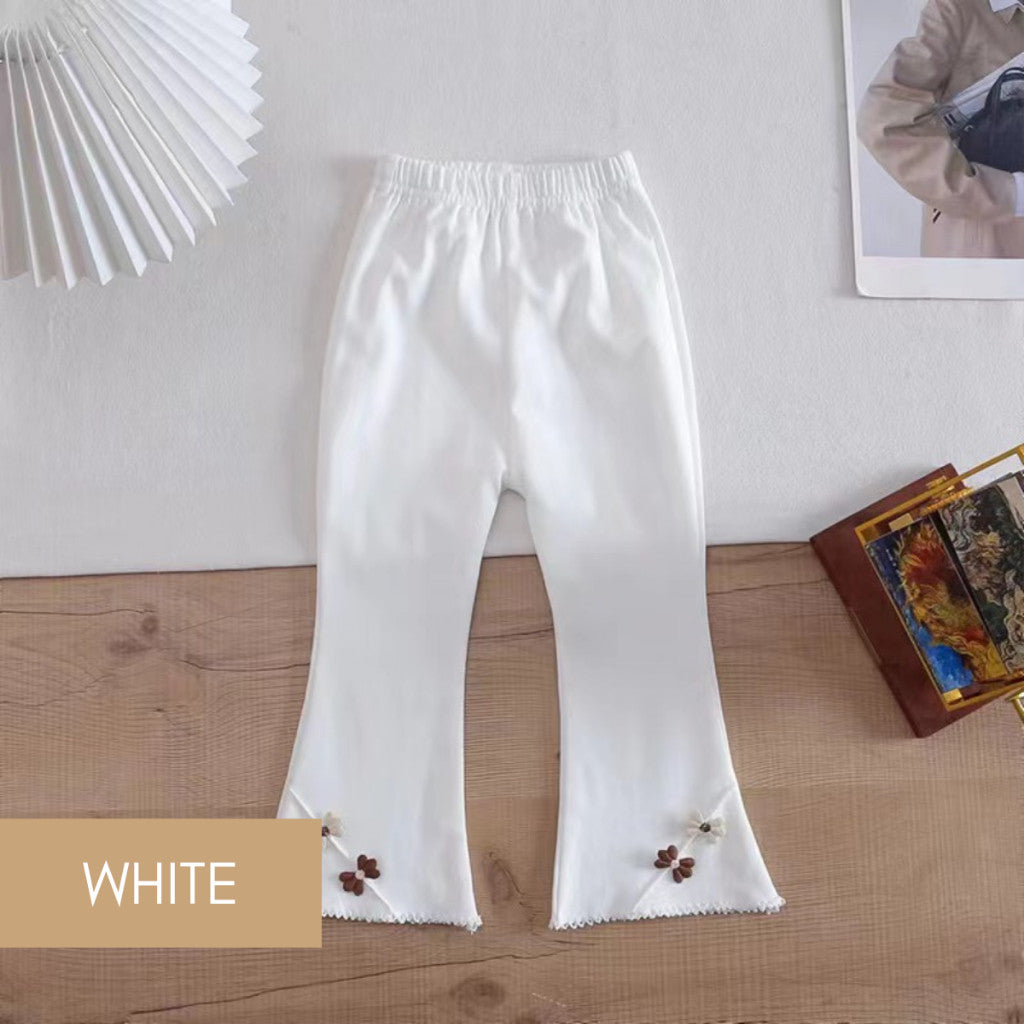 Seluar Legging Bootcut Baby Girl 1-8Y Kids Girl Flared Bootcut Long Pants Flower Bell Bottom Panjang Budak Perempuan