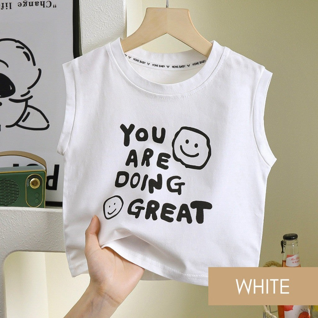 Baju Baby Boy 9M-8Y Kids Boy T-Shirt Sleeveless Wide Shoulder Vest Shirt Baju Budak Lelaki Baju Jalan Raya Merdeka