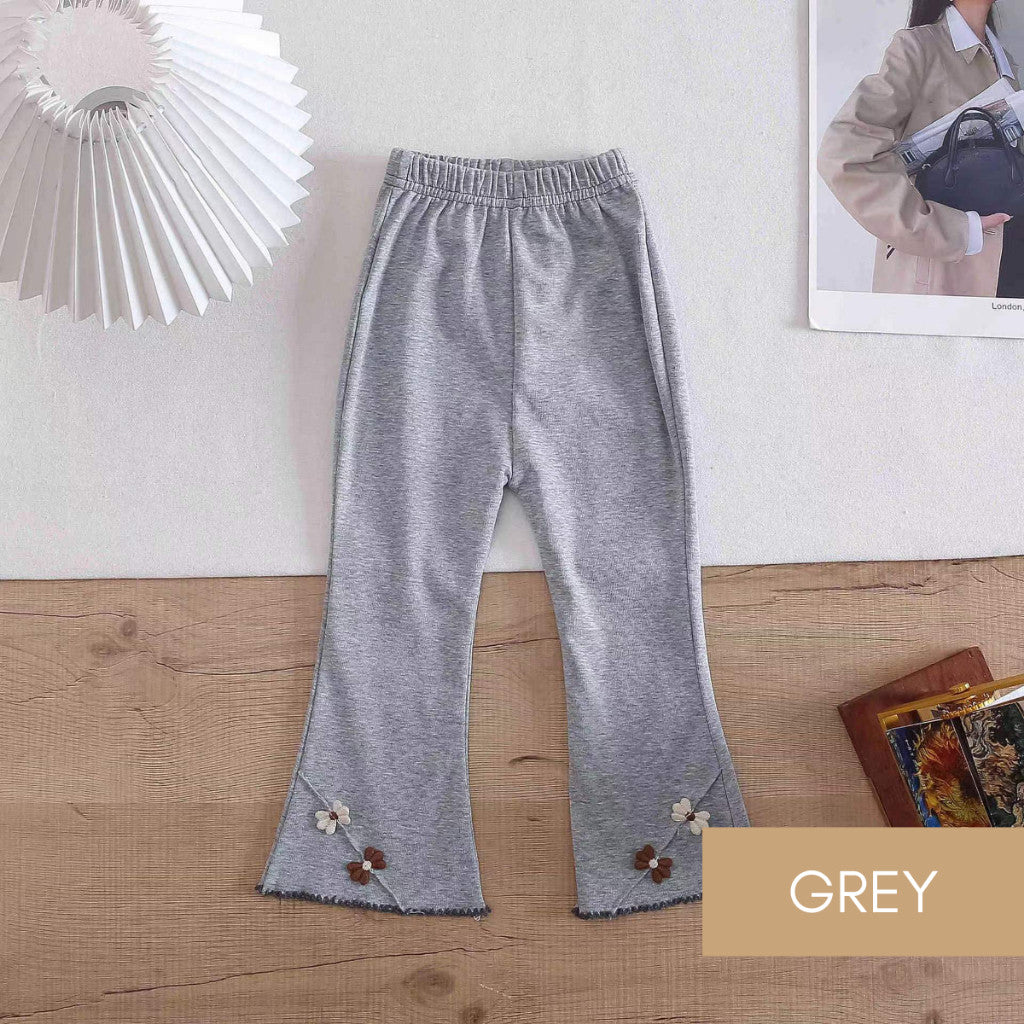 Seluar Legging Bootcut Baby Girl 1-8Y Kids Girl Flared Bootcut Long Pants Flower Bell Bottom Panjang Budak Perempuan