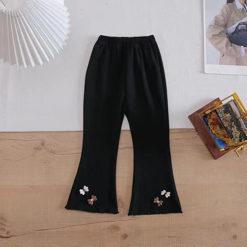 Seluar Legging Bootcut Baby Girl 1-8Y Kids Girl Flared Bootcut Long Pants Flower Bell Bottom Panjang Budak Perempuan