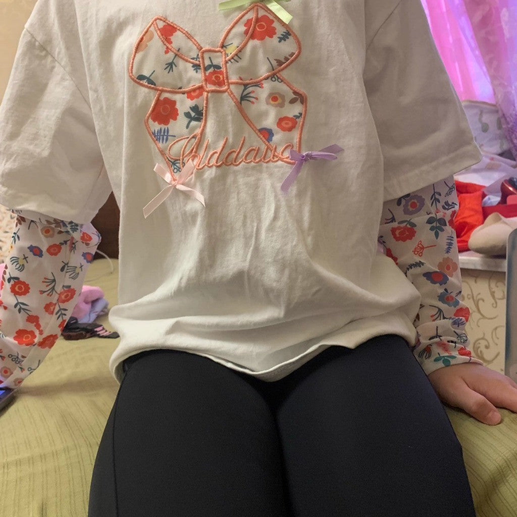 Baju Baby Girl Lengan Panjang 1-8Y Kids Girl Flower Ribbon Long Sleeve Tshirt Blouse Budak Perempuan Baju Raya Merdeka