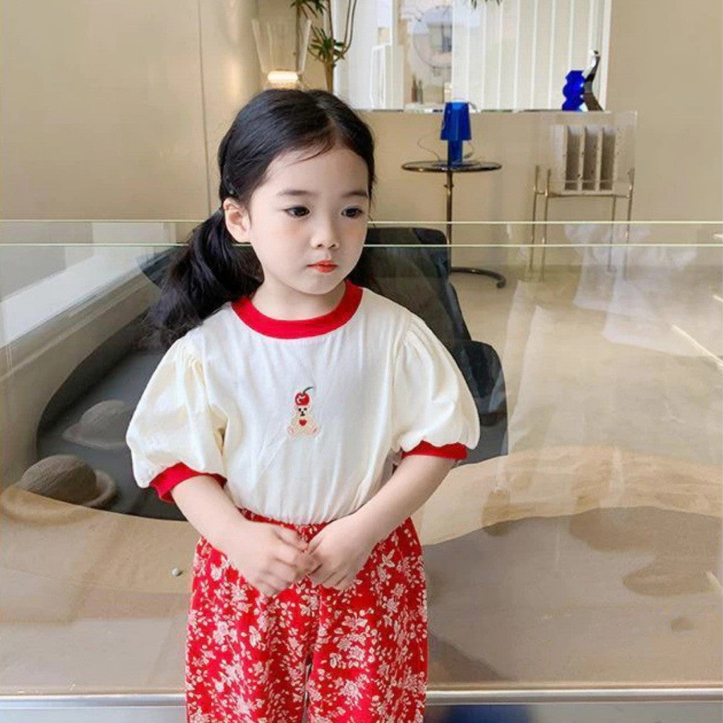 Baju Baby Girl 6M-6Y Kids Girl Bubble Sleeve Retro Blouse Budak Perempuan Baju Raya Merdeka Polka Dot White Toddler