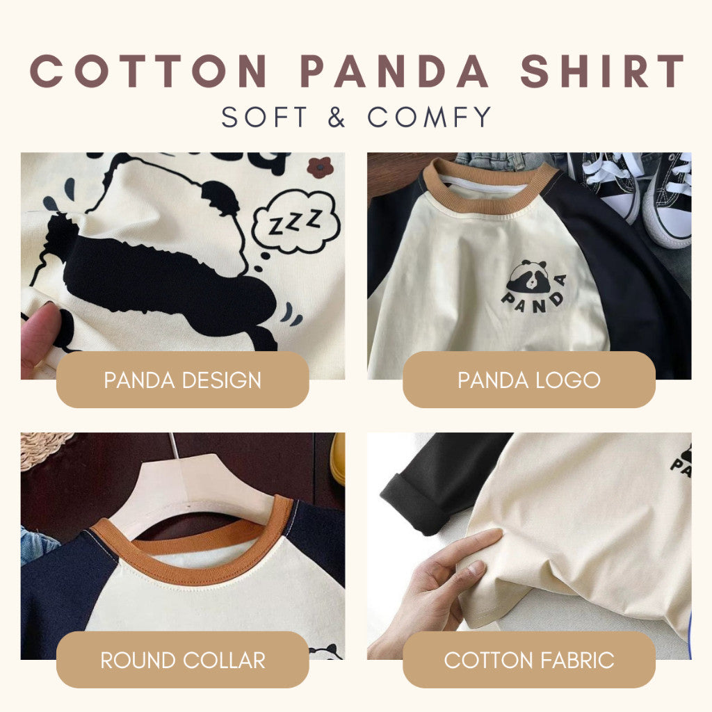 Baju Budak Lelaki 1-8Y Kids Boy Tshirt Clothes Toddler Cotton Panda Shirt Baju Baby Boy Baju Raya Jalan Merdeka