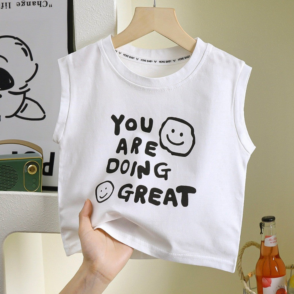 Baju Baby Boy 9M-8Y Kids Boy T-Shirt Sleeveless Wide Shoulder Vest Shirt Baju Budak Lelaki Baju Jalan Raya Merdeka