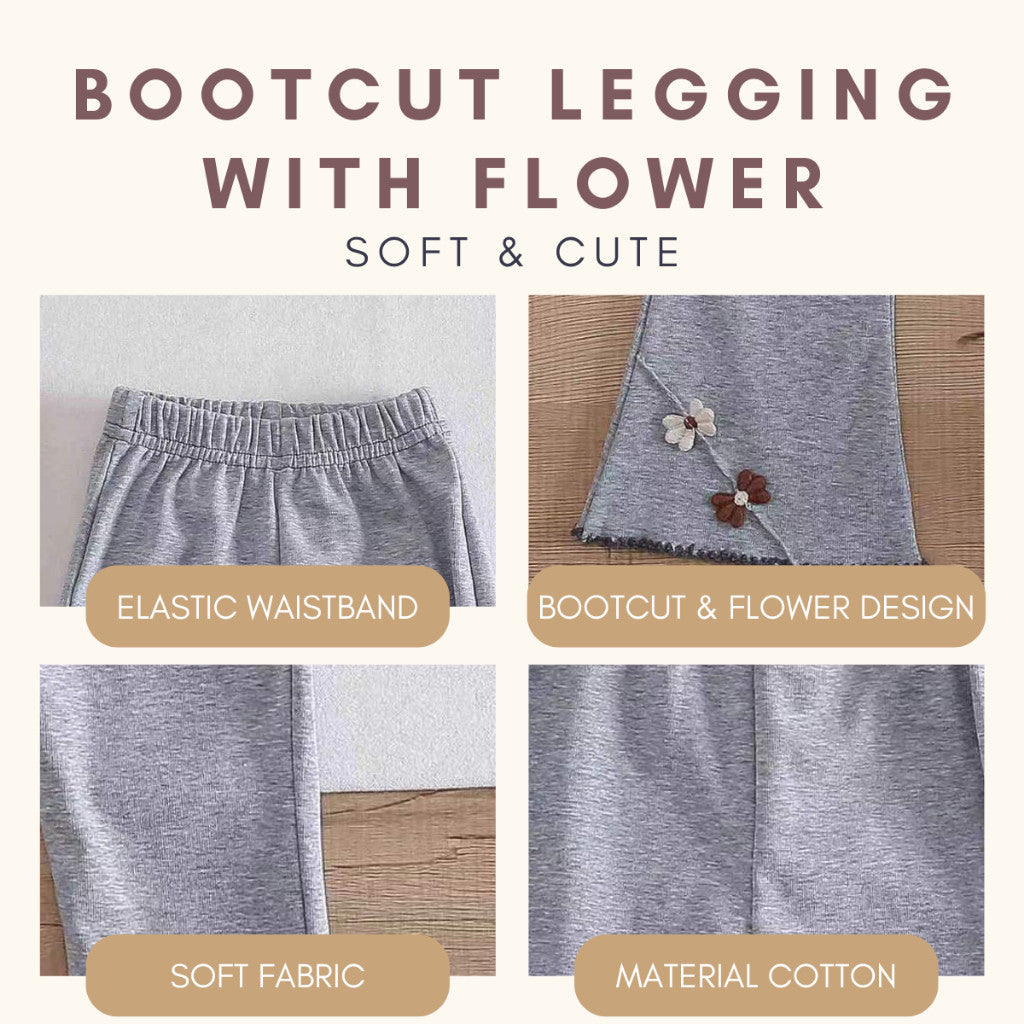 Seluar Legging Bootcut Baby Girl 1-8Y Kids Girl Flared Bootcut Long Pants Flower Bell Bottom Panjang Budak Perempuan