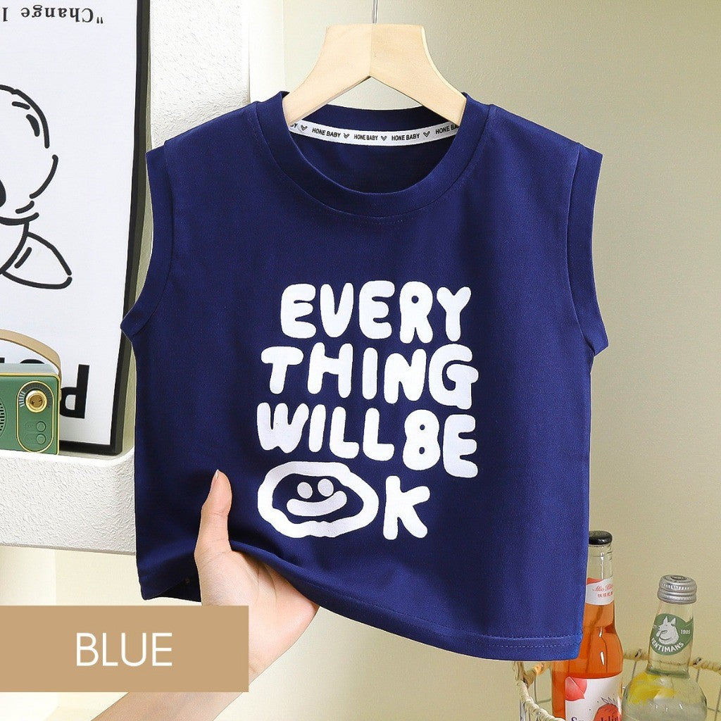 Baju Baby Boy 9M-8Y Kids Boy T-Shirt Sleeveless Wide Shoulder Vest Shirt Baju Budak Lelaki Baju Jalan Raya Merdeka