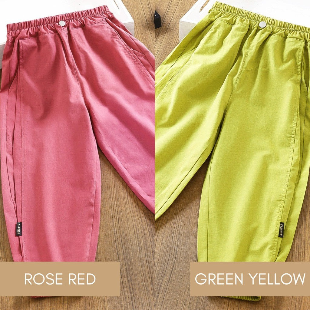 Seluar Panjang Baby Girl 4-10Y Kids Girl Cargo Long Pants Side Pocket Budak Perempuan Toddler Baju Raya Merdeka