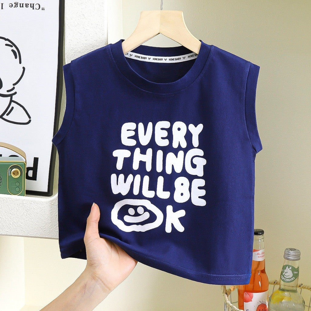 Baju Baby Boy 9M-8Y Kids Boy T-Shirt Sleeveless Wide Shoulder Vest Shirt Baju Budak Lelaki Baju Jalan Raya Merdeka