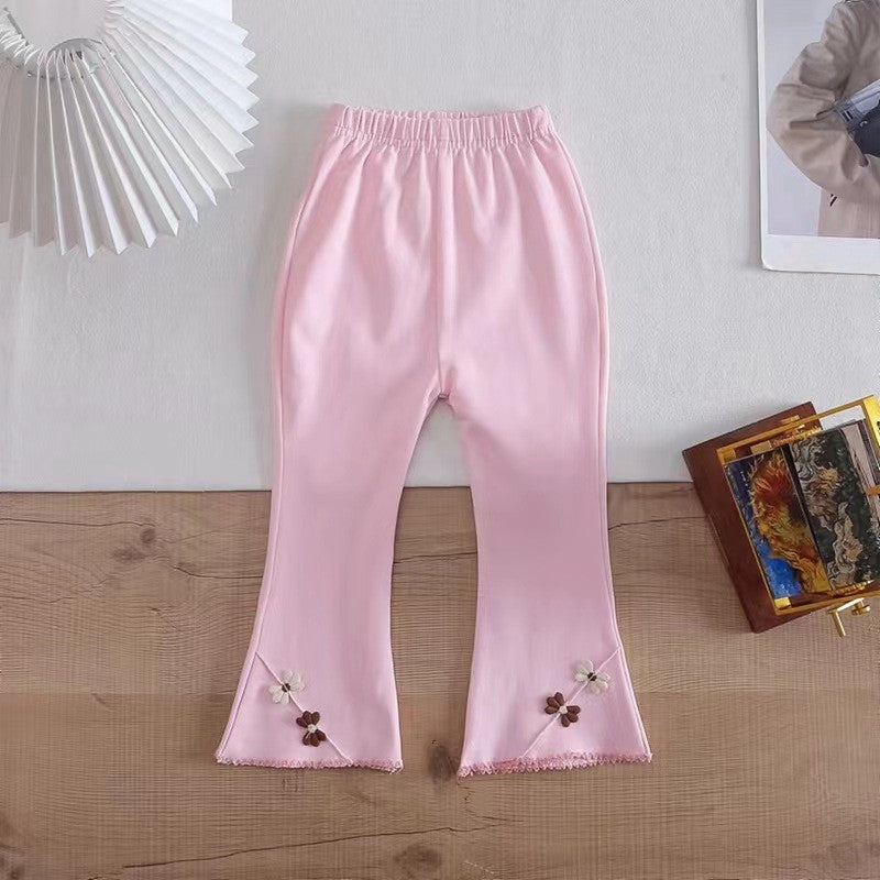 Seluar Legging Bootcut Baby Girl 1-8Y Kids Girl Flared Bootcut Long Pants Flower Bell Bottom Panjang Budak Perempuan