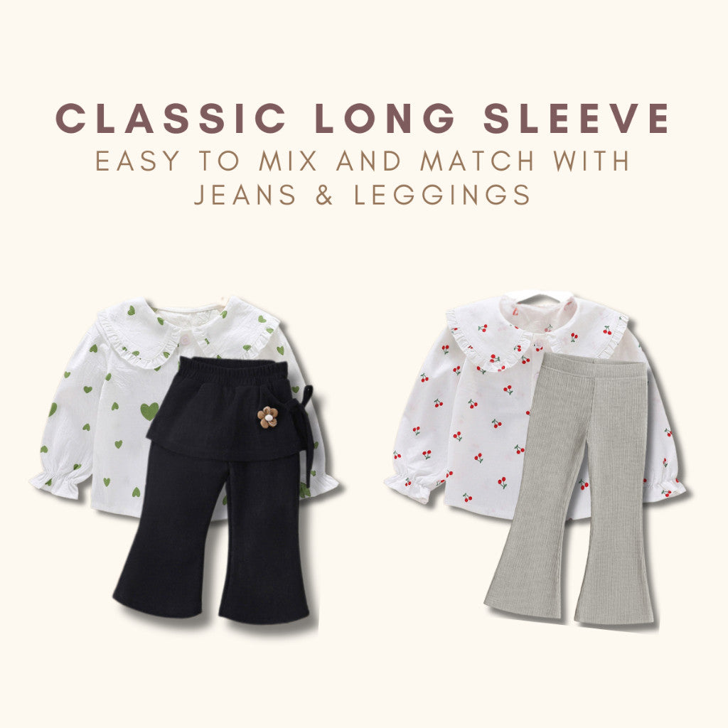 Baju Budak Perempuan 1-8Y Baby Girl Blouse Lengan Panjang Toddler Clothes Kids Baju Jalan Anak Kanak