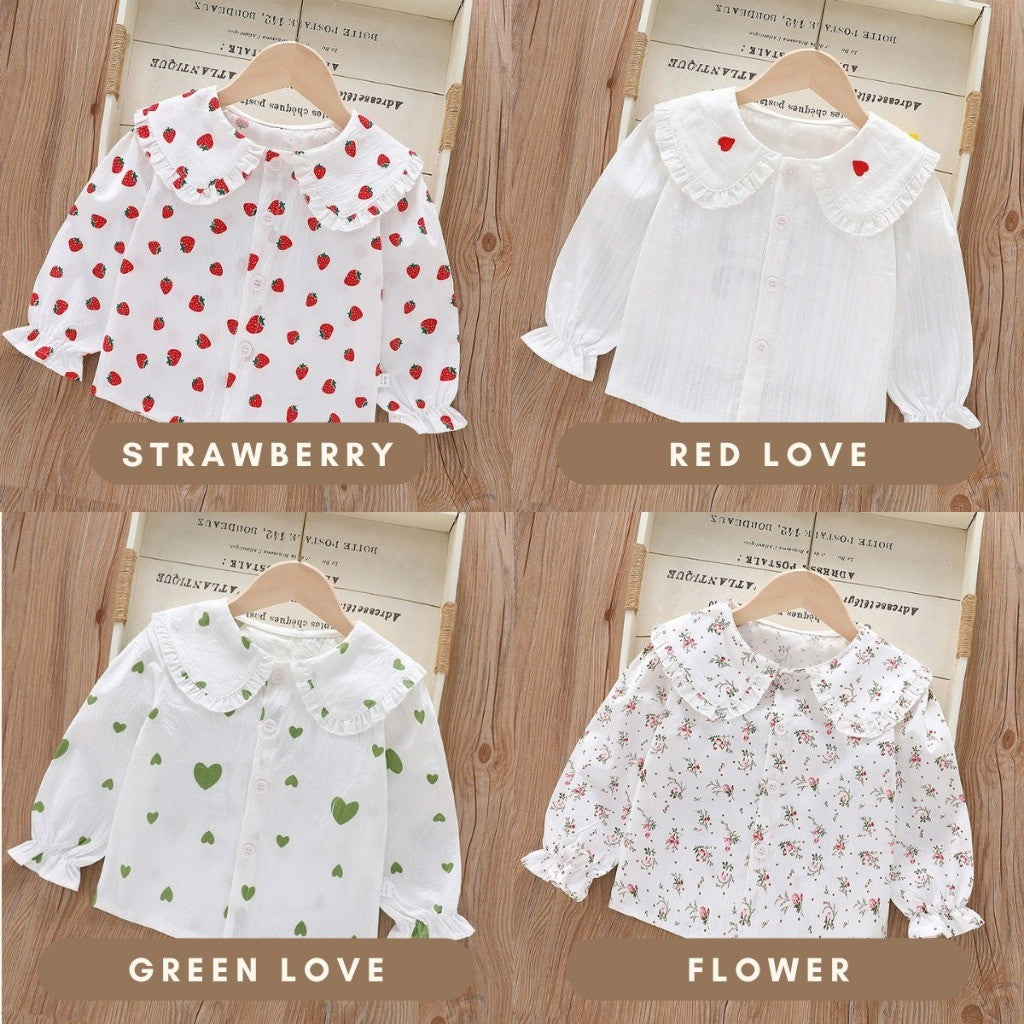 Baju Budak Perempuan 1-8Y Baby Girl Blouse Lengan Panjang Toddler Clothes Kids Baju Jalan Anak Kanak