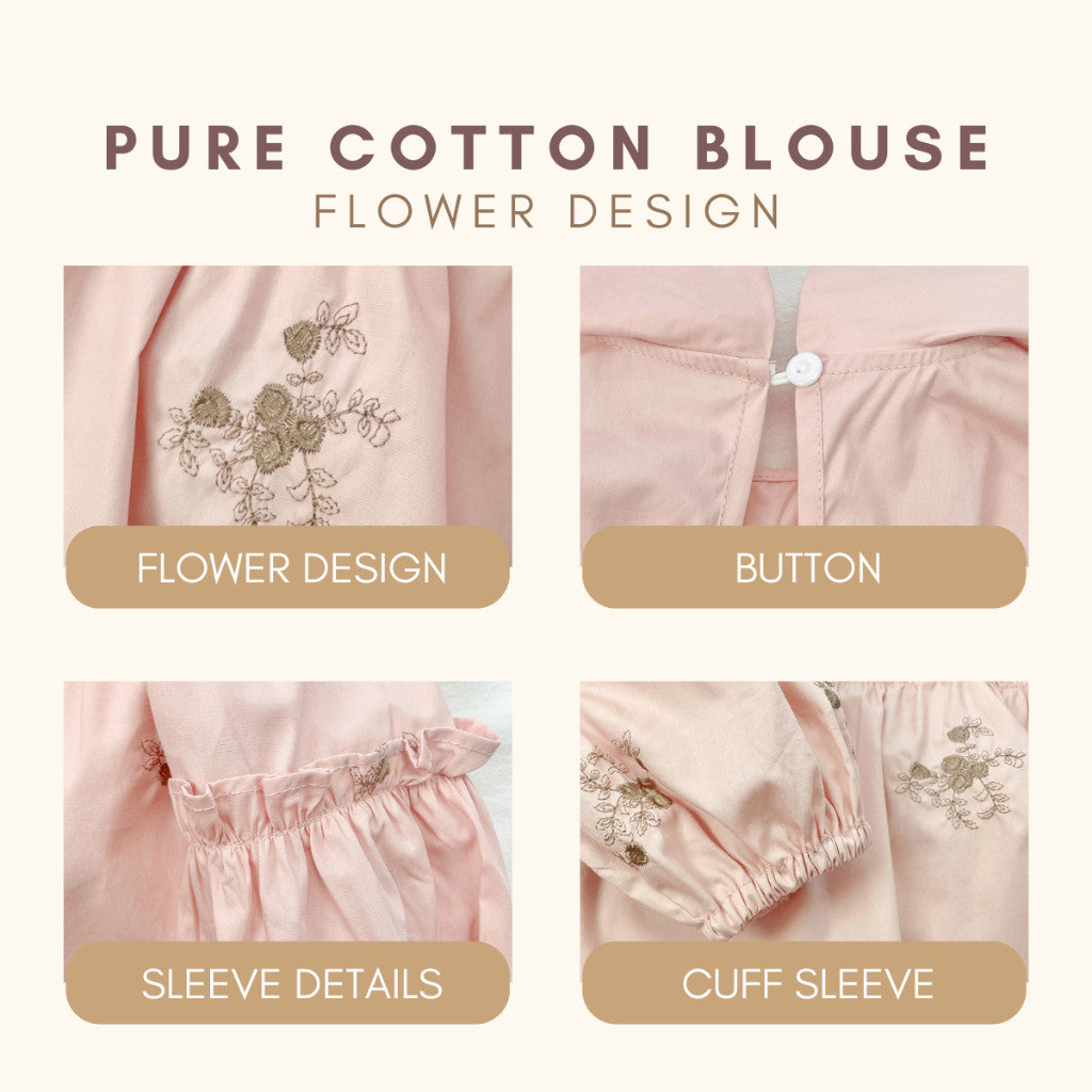 Baju Blouse Budak Perempuan 1-8Y Baby Girl Clothes Lengan Panjang Lace Toddler Kids Jalan Anak Kanak