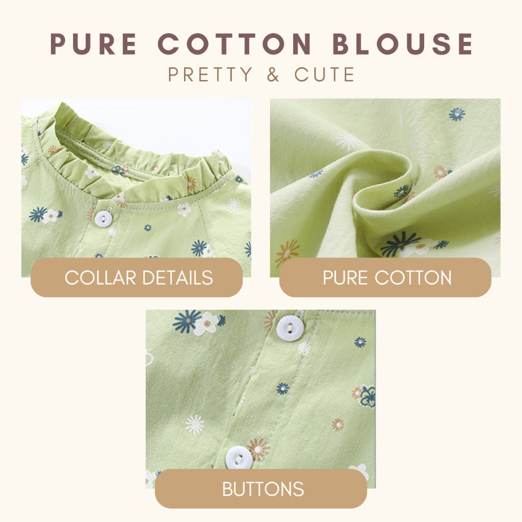 Baju Blouse Budak Perempuan 1-8Y Baby Girl Kids Long Sleeve Shirt Lengan Panjang Pakaian Aank Kanak