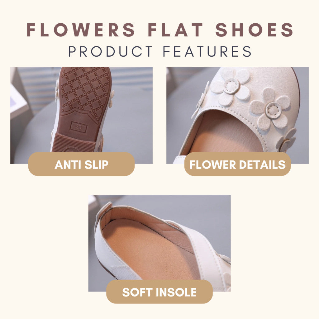 Kasut Sekolah Budak Perempuan Mary Jane Anti Slip Soft Sole Velcro PU Leather Anak Jalan