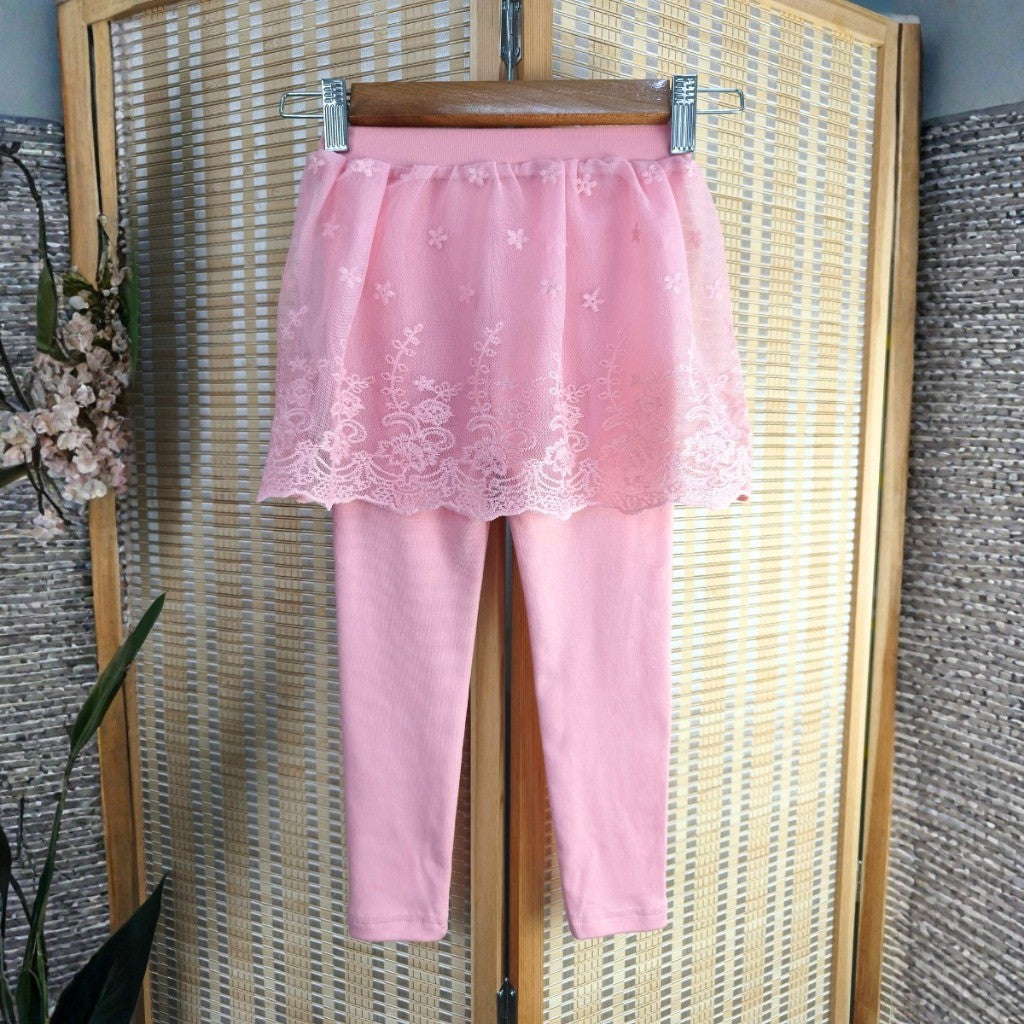 Tutu Skirt Legging Kids Girl 1-7Y Baby Girl Skirt Pants Cotton Lace Baju Raya Trousers Seluar Panjang Budak Perempuan