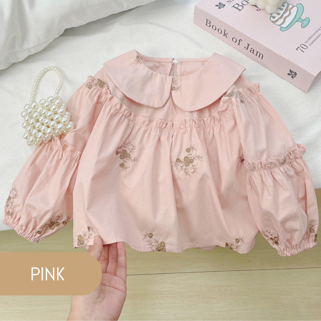 Baju Blouse Budak Perempuan 1-8Y Baby Girl Clothes Lengan Panjang Lace Toddler Kids Jalan Anak Kanak