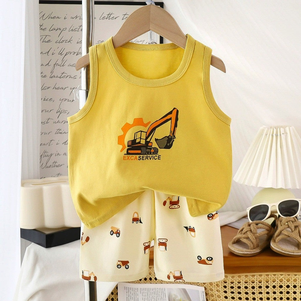 Baju Singlet Budak Lelaki 6mths-6yrs Baby Boy Clothes Set Sleeveless Kanak Basahan Baju Harian Anak
