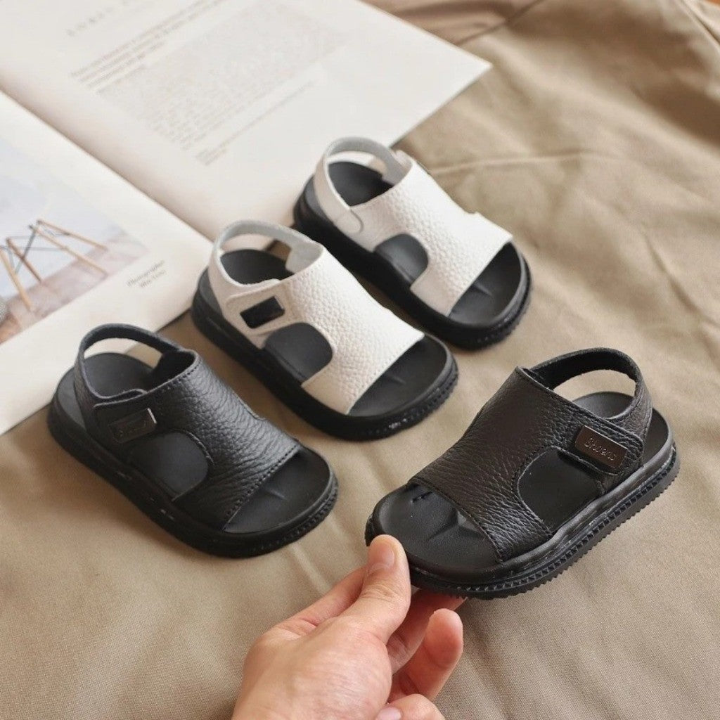 Sandal Budak Lelaki Baby Boy Soft Sole Anti Slip Velcro Kasut Anak Open Toe Kasut Jalan
