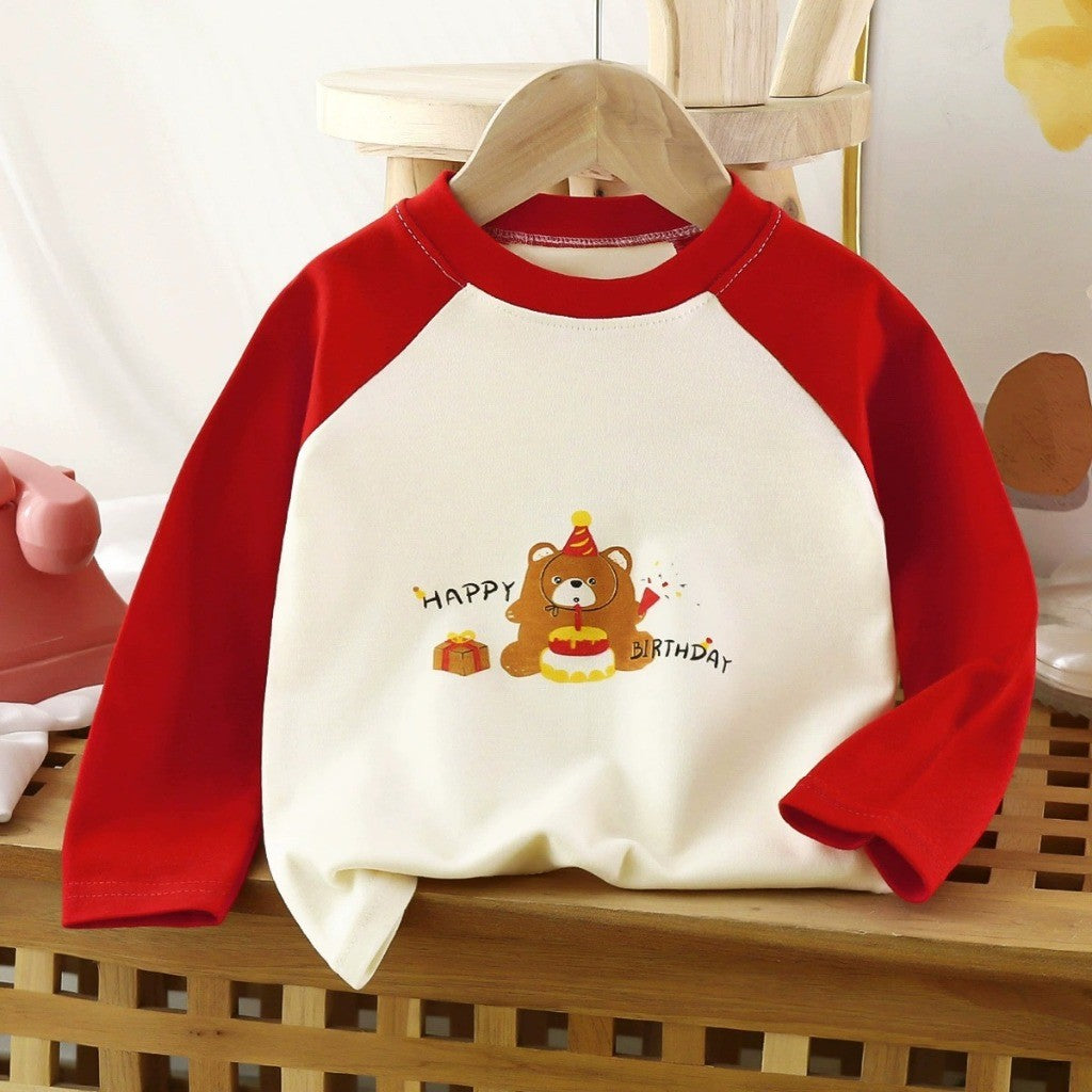 Baju Baby Budak Lengan Panjang 6mths-6yrs Cotton Cartoon Long Sleeve T Shirt Boy Baby Girl Kids Perempuan Unisex Lelaki
