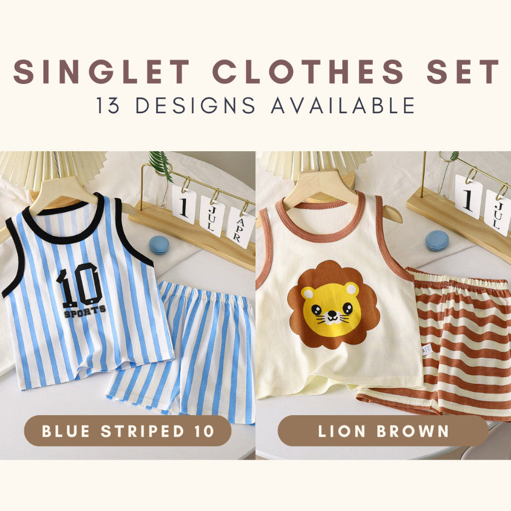 Baju Singlet Budak Lelaki 6mths-6yrs Baby Boy Clothes Set Sleeveless Kanak Basahan Baju Harian Anak