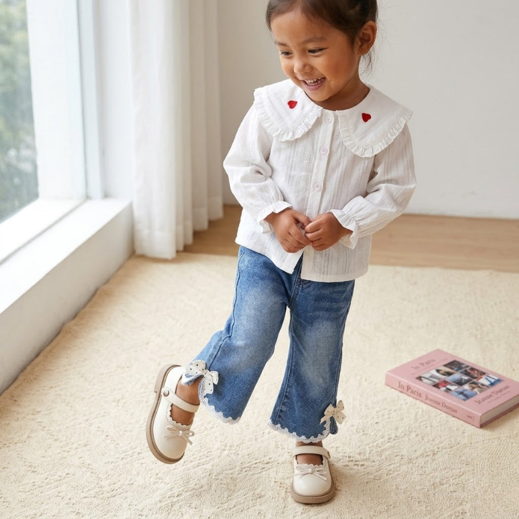 Kasut Budak Perempuan 2–6 yrs Baby Girl Shoes Anti Slip Soft Sole PU Leather Raya Anak Jalan Kanak