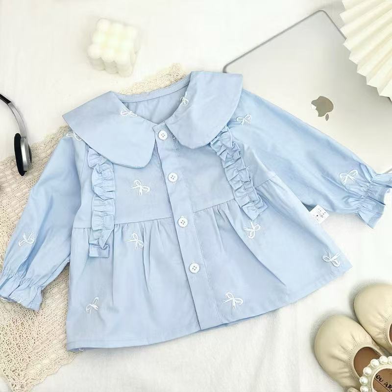 Baju Blouse Budak Perempuan 1-8Y Baby Girl Clothes Lengan Panjang Lace Toddler Kids Jalan Anak Kanak