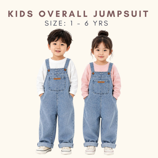 Baju Anak Jumpsuit Denim Jeans Budak 1-6Y Kids Clothes Overall Seluar Baju Jalan Baby Boy Girl Pakaian