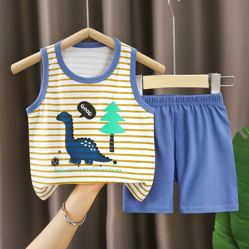 Baju Singlet Budak Lelaki 6mths-6yrs Baby Boy Clothes Set Sleeveless Kanak Basahan Baju Harian Anak