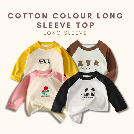 Baju Baby Budak Lengan Panjang 6mths-6yrs Cotton Cartoon Long Sleeve T Shirt Boy Baby Girl Kids Perempuan Unisex Lelaki