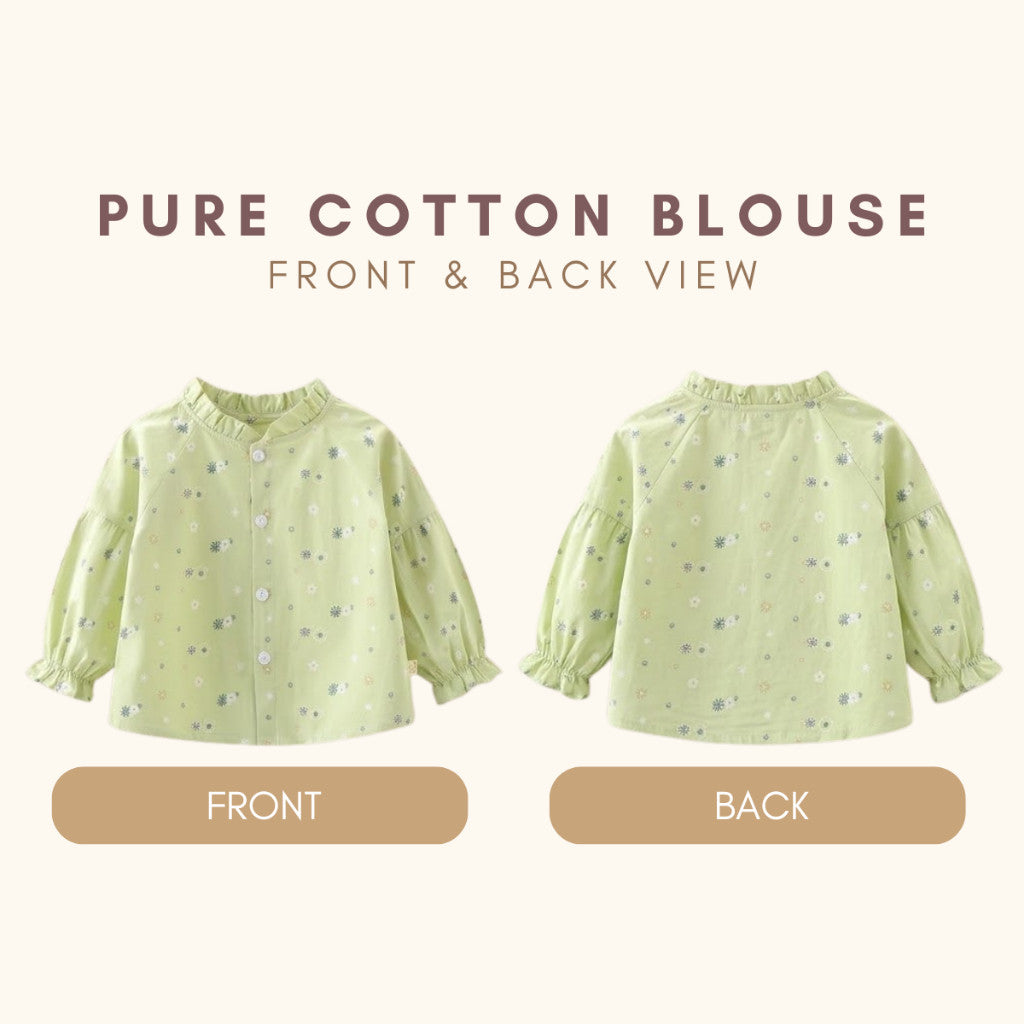 Baju Blouse Budak Perempuan 1-8Y Baby Girl Kids Long Sleeve Shirt Lengan Panjang Pakaian Aank Kanak