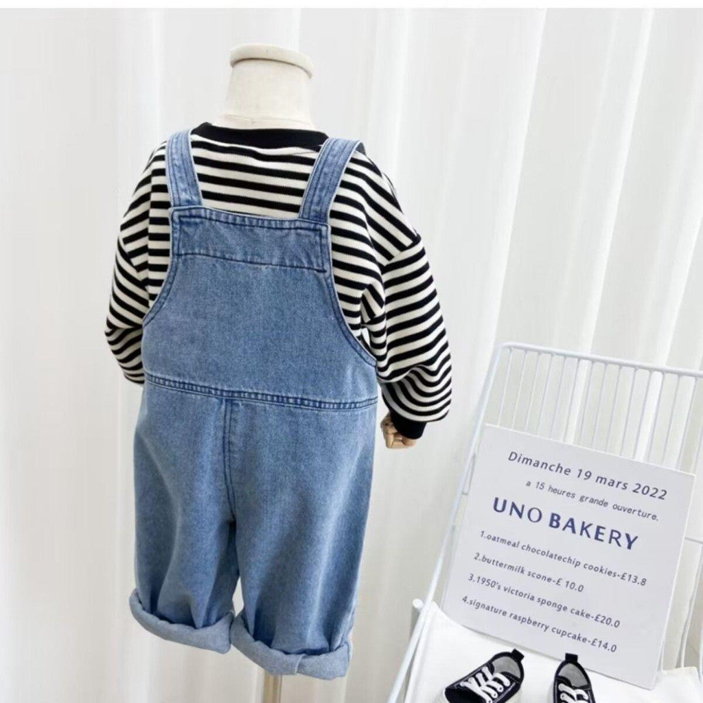 Baju Anak Jumpsuit Denim Jeans Budak 1-6Y Kids Clothes Overall Seluar Baju Jalan Baby Boy Girl Pakaian