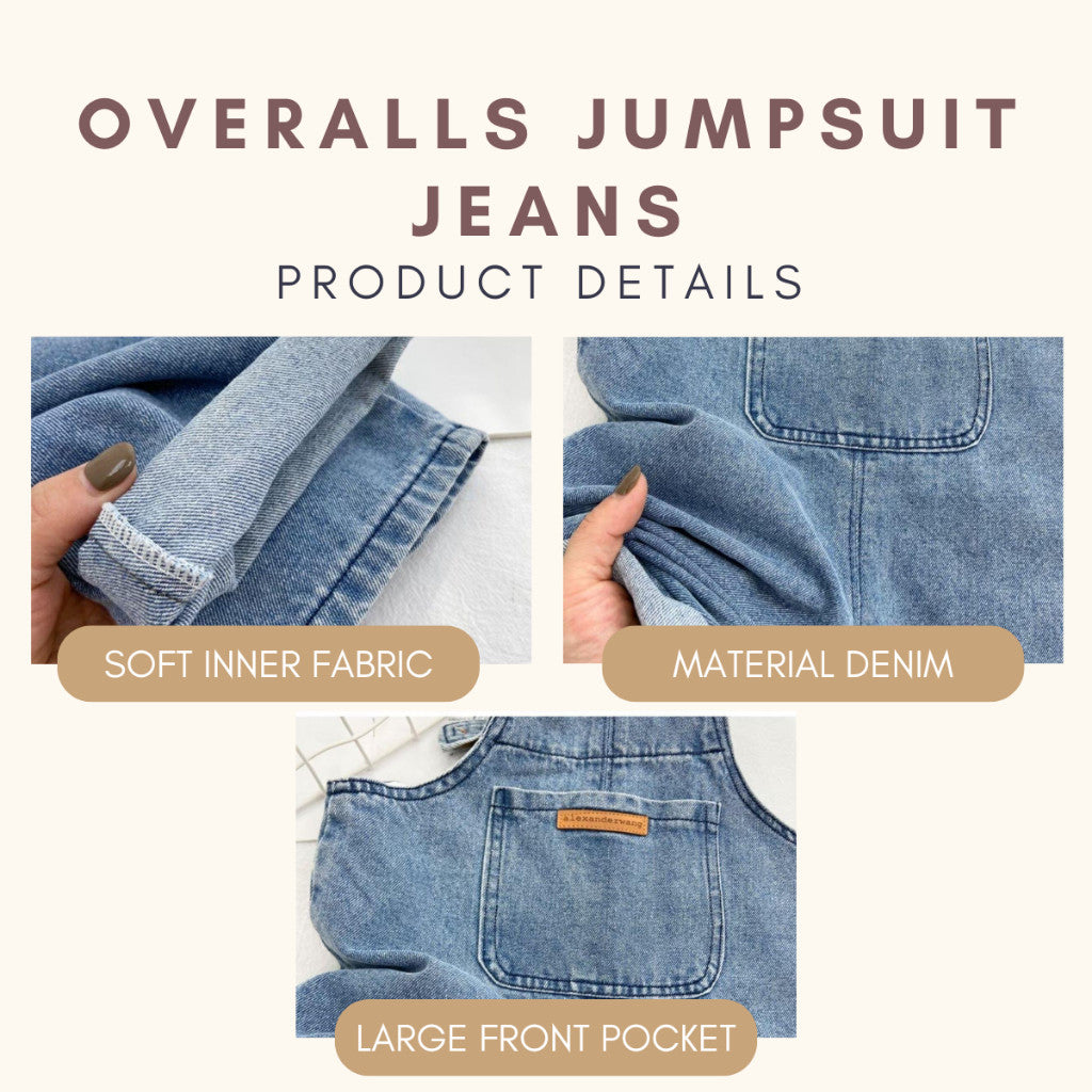 Baju Anak Jumpsuit Denim Jeans Budak 1-6Y Kids Clothes Overall Seluar Baju Jalan Baby Boy Girl Pakaian