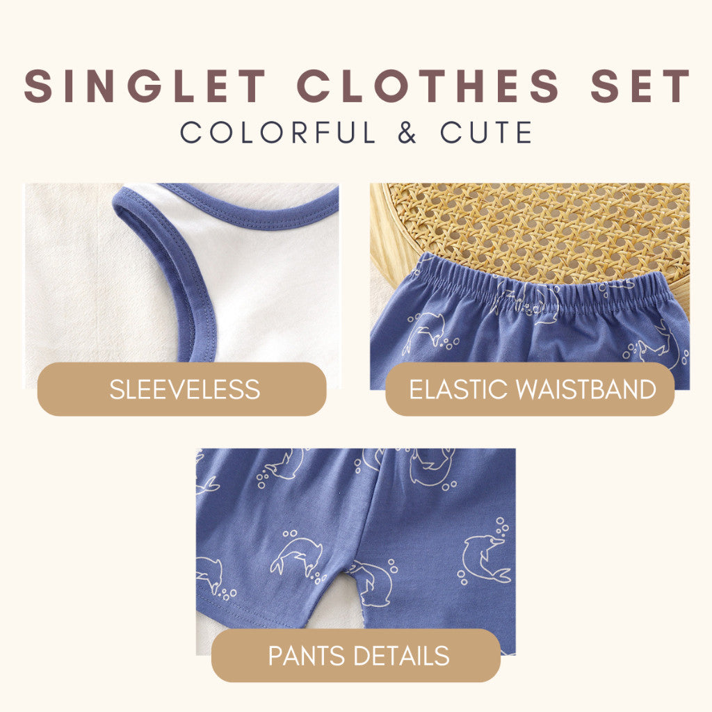 Baju Singlet Budak Lelaki 6mths-6yrs Baby Boy Clothes Set Sleeveless Kanak Basahan Baju Harian Anak