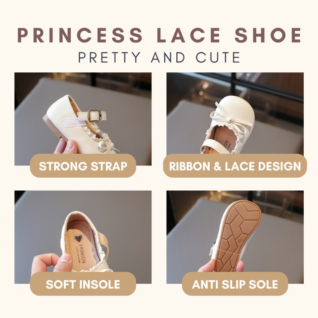 Baby Girl Shoes 6M–3Y Kasut Anak Perempuan Bayi Ribbon Anti Slip Soft Sole Raya Budak Jalan Kanak