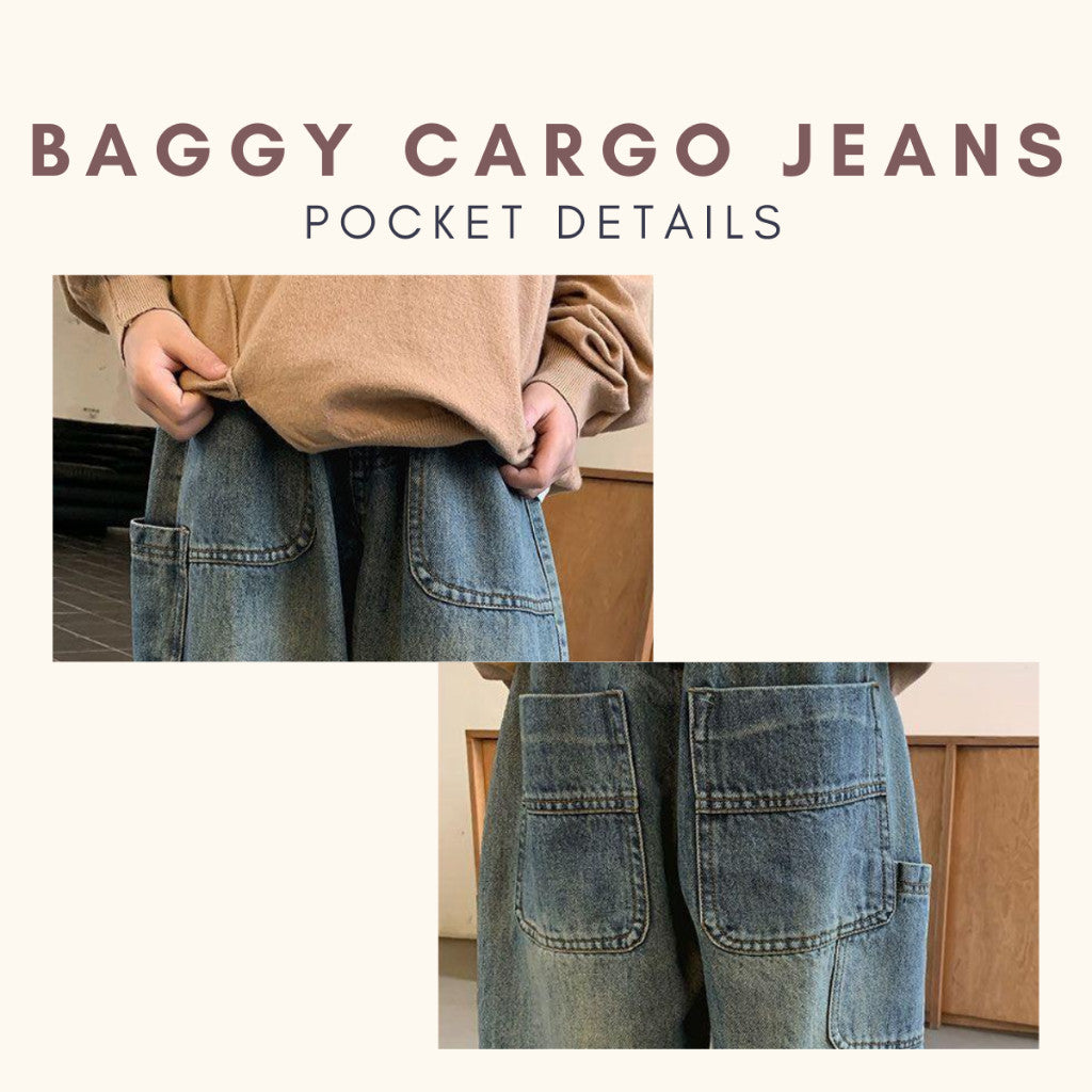 Seluar Panjang Jeans Budak Lelaki 1-12Y Kids Boy Jeans Long Baggy Cargo Pants Baby Boy Jalan Anak Kanak