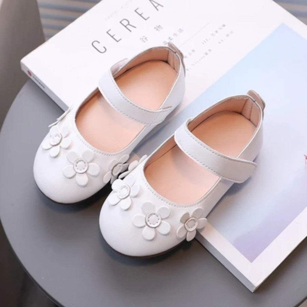 Kasut Sekolah Budak Perempuan Mary Jane Anti Slip Soft Sole Velcro PU Leather Anak Jalan