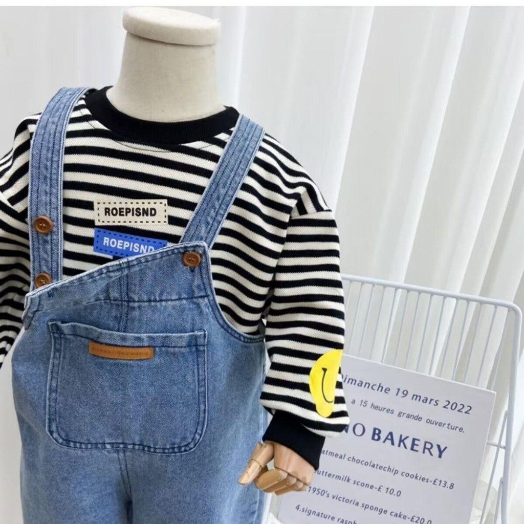 Baju Anak Jumpsuit Denim Jeans Budak 1-6Y Kids Clothes Overall Seluar Baju Jalan Baby Boy Girl Pakaian