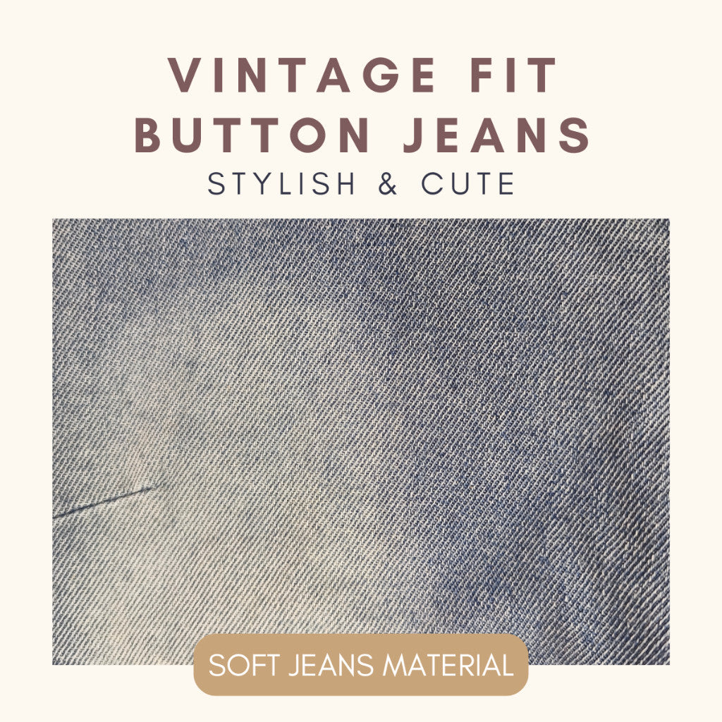 Seluar Panjang Budak Jeans Lelaki 1-17Y Kids Long Pants Vintage Relaxed Tapered Fit Button Jeans Anak Baju Raya Baby Boy