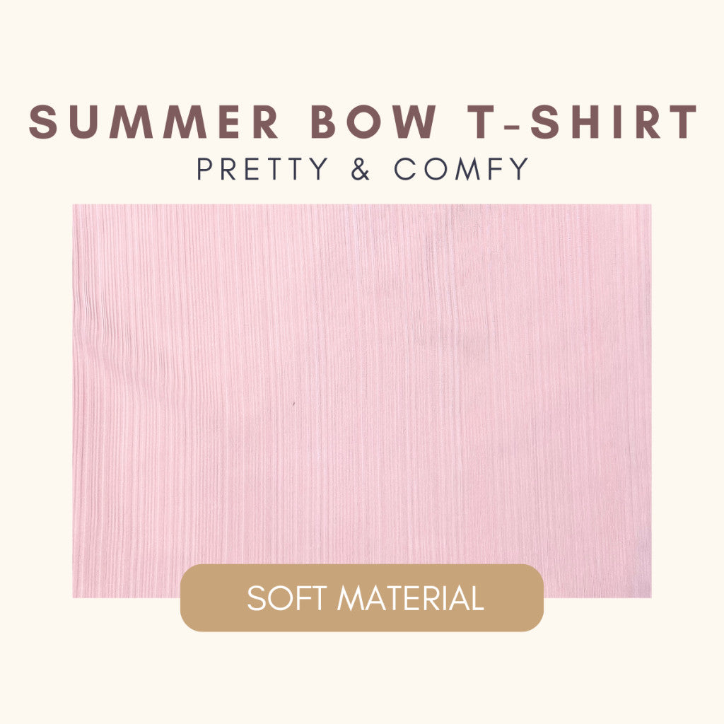 Baju Baby Girl 6M-11Y Kids Girl Summer Bow Short Sleeve T-Shirt Wavy Hem Baju Raya Budak Perempuan Toddler Blouse
