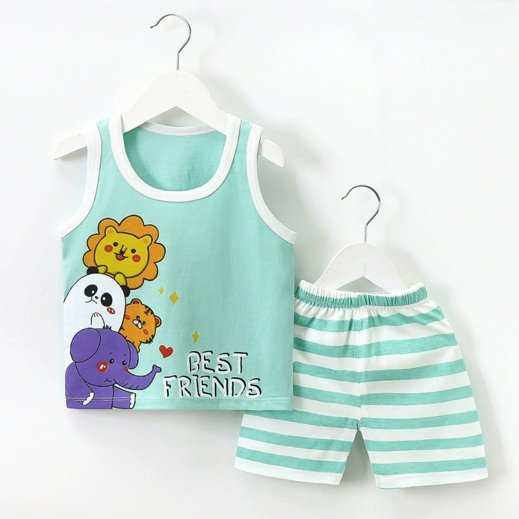 Baju Singlet Budak Lelaki 6mths-6yrs Baby Boy Clothes Set Sleeveless Kanak Basahan Baju Harian Anak