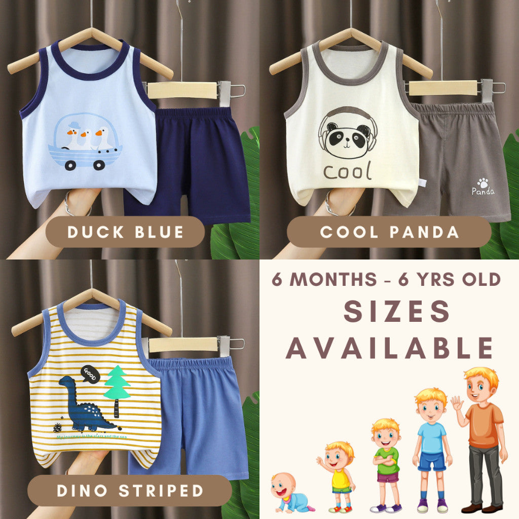 Baju Singlet Budak Lelaki 6mths-6yrs Baby Boy Clothes Set Sleeveless Kanak Basahan Baju Harian Anak