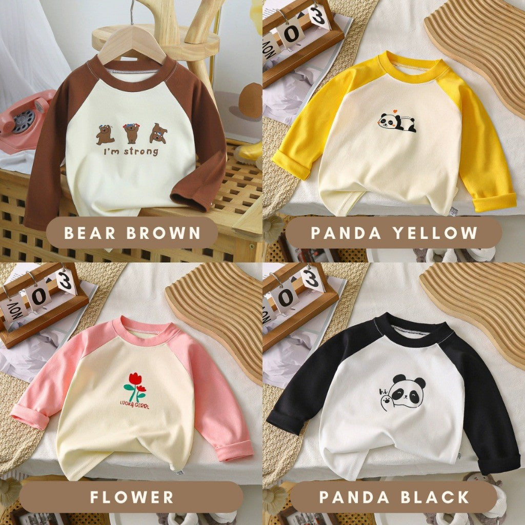 Baju Baby Budak Lengan Panjang 6mths-6yrs Cotton Cartoon Long Sleeve T Shirt Boy Baby Girl Kids Perempuan Unisex Lelaki