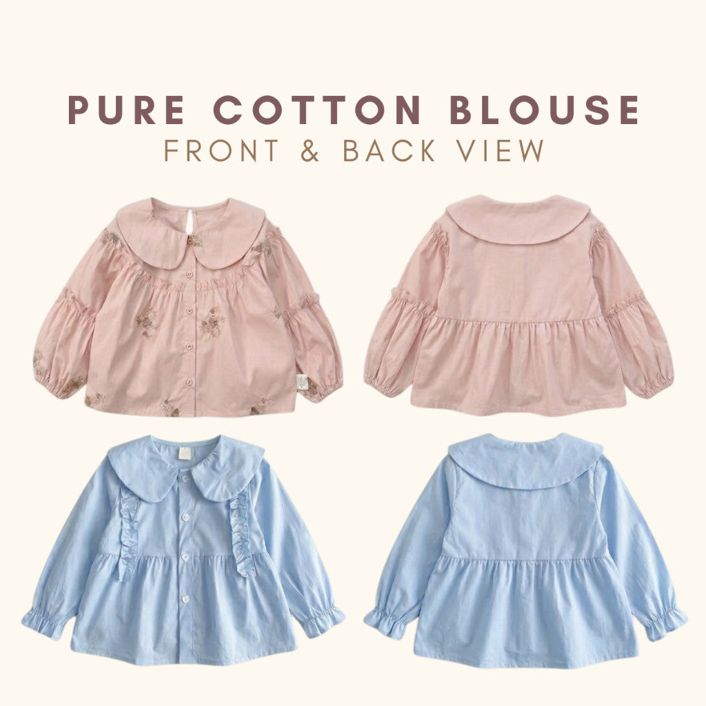 Baju Blouse Budak Perempuan 1-8Y Baby Girl Clothes Lengan Panjang Lace Toddler Kids Jalan Anak Kanak