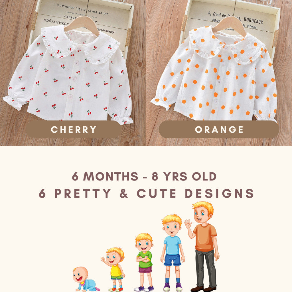 Baju Budak Perempuan 1-8Y Baby Girl Blouse Lengan Panjang Toddler Clothes Kids Baju Jalan Anak Kanak