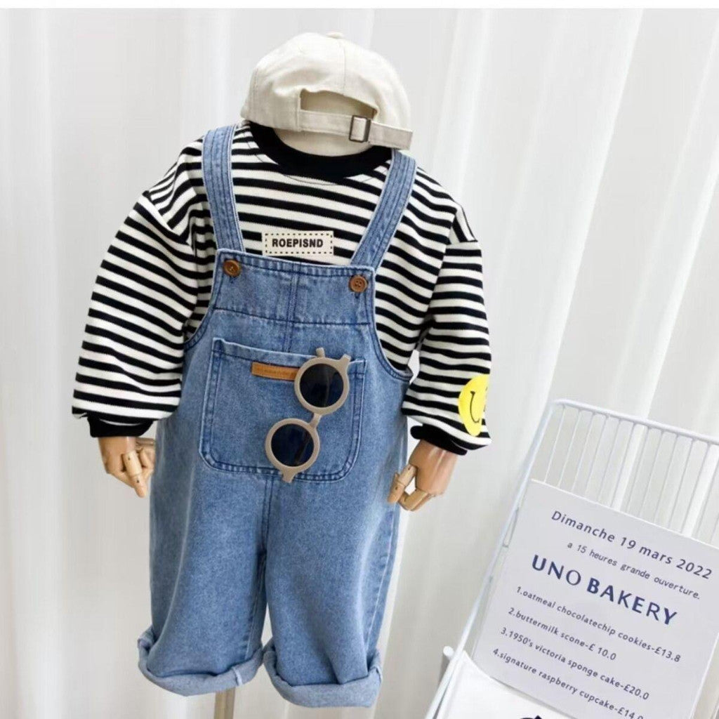 Baju Anak Jumpsuit Denim Jeans Budak 1-6Y Kids Clothes Overall Seluar Baju Jalan Baby Boy Girl Pakaian