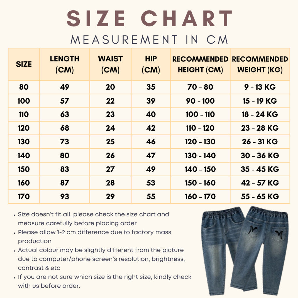 Seluar Panjang Jeans Budak Lelaki 1-17Y Kids Boy Long Pants Embroidery Pocket Rubber Waist Band Loose Fit Baby Boy Raya