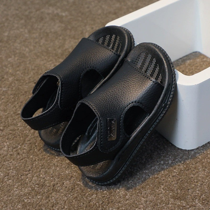 Sandal Budak Lelaki Baby Boy Soft Sole Anti Slip Velcro Kasut Anak Open Toe Kasut Jalan