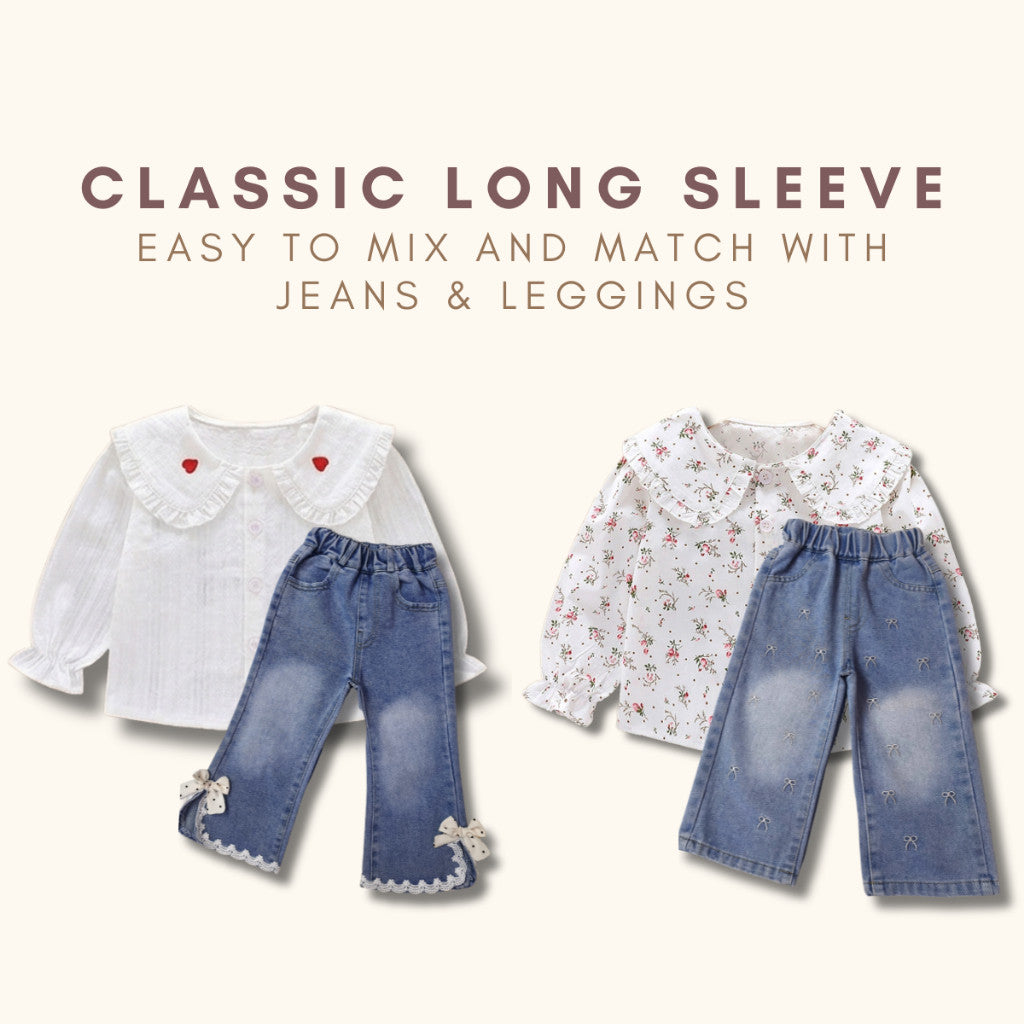 Baju Budak Perempuan 1-8Y Baby Girl Blouse Lengan Panjang Toddler Clothes Kids Baju Jalan Anak Kanak